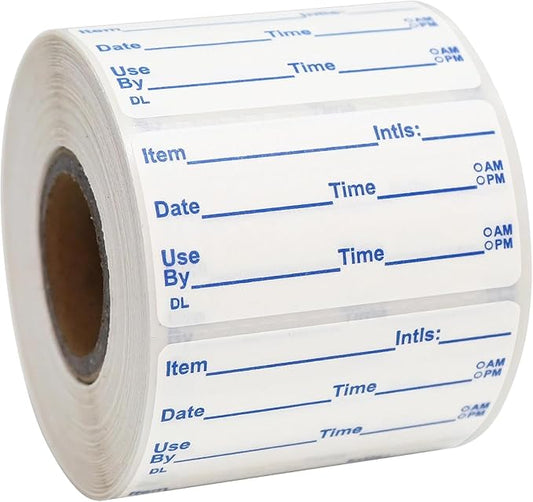L LIKED 2x1 Dissolvable Labels, 300 Stickers, Use by Food Rotation Labels for Storage and Container (600, Blue)