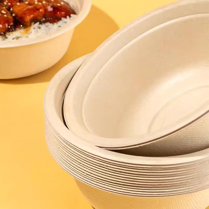 Paper Bowls, 16 oz, 200 Count, Biodegradable Sugarcane, Hot and Cold Use, Natural