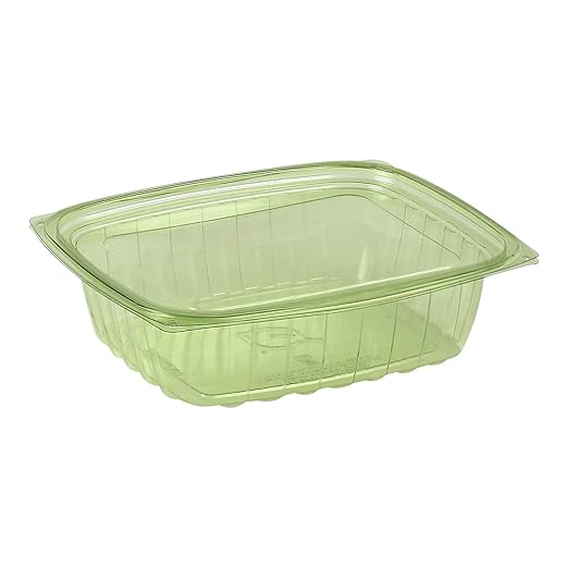ECO PRODUCTS Compostable 24oz Rectangular Deli Containers With Lids, Pack of 50, Veridian Clear Green Meal Prep, Made from PLA, A Renewable Material Made from Plants, One Lid Fits All