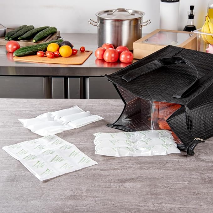Restaurantware Delivery Tek 11.4 x 7.7 Inch Ice Sheets 10 Durable Cold Packs - Easy-To-Use Design Leakproof Plastic Shipping Ice Packs Reusable For Frozen Meat Vegetables or Beverages
