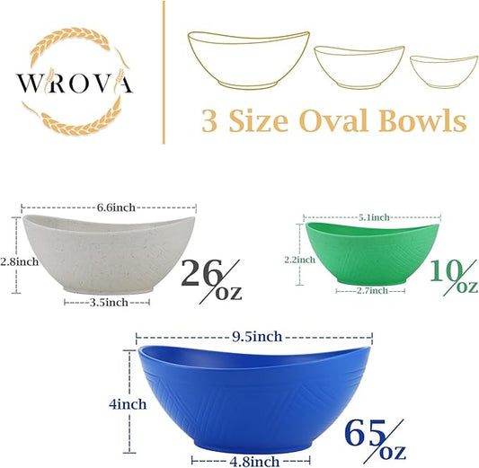 Serving Bowls Set of 6 with Textured Pattern,Unbreakable Wheat Straw Bowls for Cereal,Salad and Snack,Prepare Bowls Set for Kitchen. Island Series