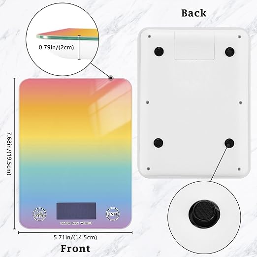 Food Scale Kitchen Scale for Baking Cooking Digital Food Weighing Measuring Scale Small Waterproof Electric Food Scale Rainbow Color Gradient