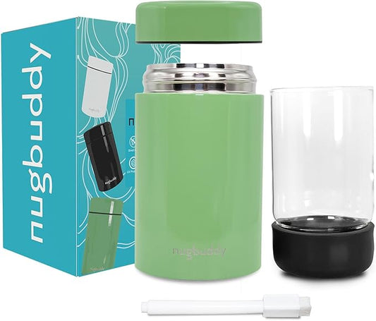 Airtight Storage Container - Vacuum Sealed Insulated w Nested Glass Jar - UV Protection, Temperature Controlled Stainless - Stays Fresh - Whiteboard Finish w Marker Included - 300 ml (3/4 Oz)