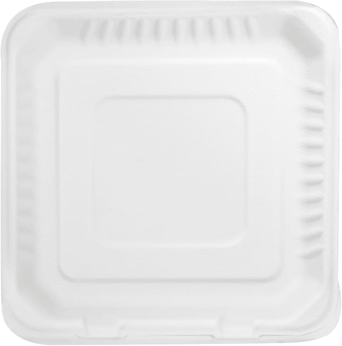 KARAT EARTH Clamshell Take Out Food Containers [9"x9", 200 ct ] Compostable To Go Containers, Natural Biodegradable Bagasse | White