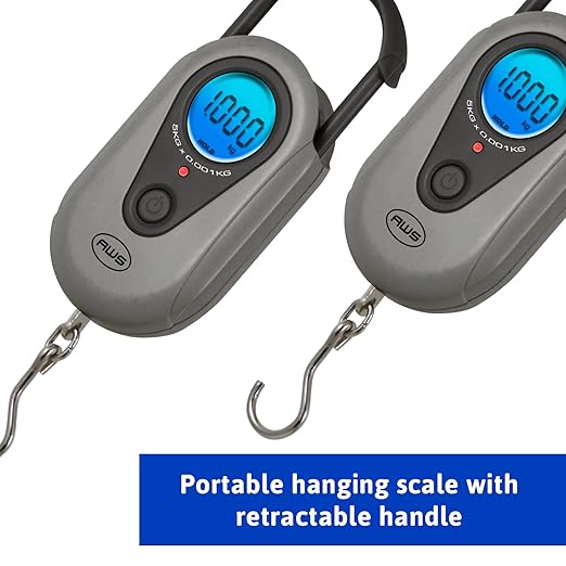 American Weigh Scales Digital Hanging Scale Retractable Handle, LCD displayAMW-SR-1KG1000 x 1G(Gray)