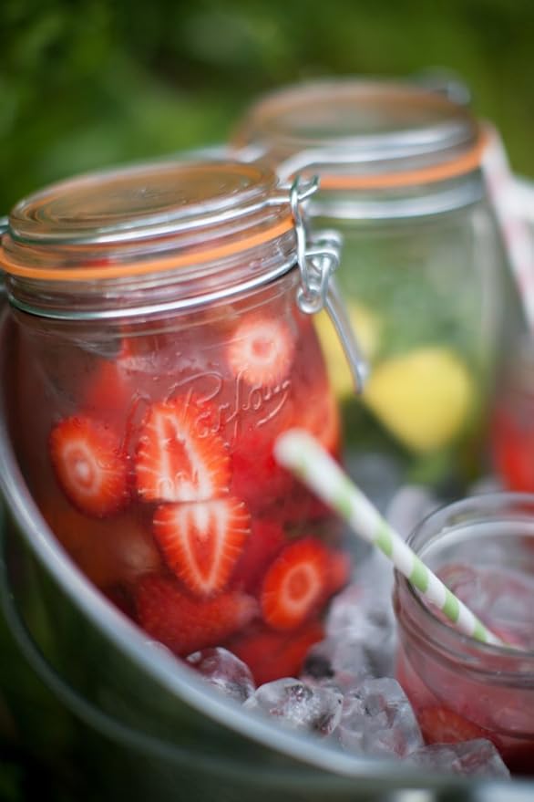 Le Parfait Super Jar - 1.5L French Glass Canning Jars w/Round Body, Wide Mouth, Airtight Lid - Clear Glass (48oz/Quart & Half, 3pk)