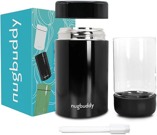 Airtight Storage Container - Vacuum Sealed Insulated w Nested Glass Jar - UV Protection, Temperature Controlled Stainless - Whiteboard Finish w Marker Included - 300 ml (3/4 Oz)