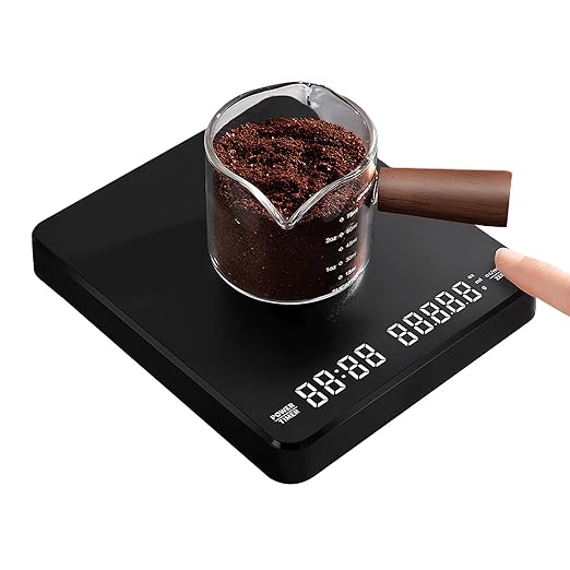 Mini Coffee Scale with Timer, Rechargeable Espresso Scale, 3kg/1g Accurate Scale for Espresso and Pour-Over Coffee, Portable Digital Kitchen Scale with Automatic Timing,Supports Precise Tare Function