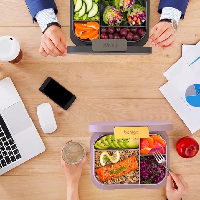 Bentgo Modern - Leak-Resistant Bento Lunch Box For Adults, Teens, & Larger Appetites; Reusable BPA-Free Meal Prep Container with 3 or 4 Compartments, Dishwasher/Microwave Safe; 44oz (Dark Gray)
