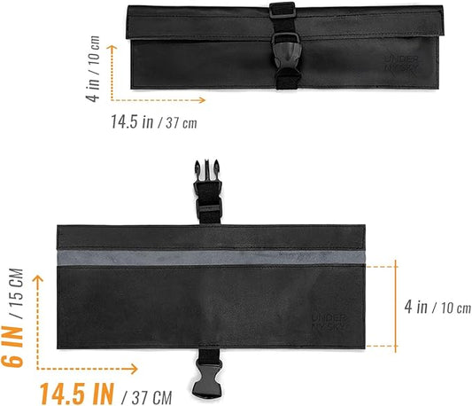Under NY Sky Genuine Leather Knife Roll Case - 1 Slot - Real Leather Pouch - Portable Bag for Cooking Tools, Utensils, Cutlery Knives, Brushes - Chefs, Kitchen, Travel, Gift - Black L