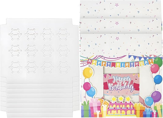 qiqee Birthday 16 Packs 12 Cupcake Boxes with Window, 13"x10"x3.5" Bakery Boxes for Cupcakes, 12 Cupcake Carriers