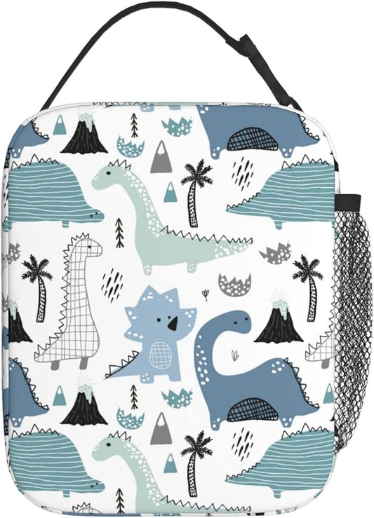 YETTA YANG Cute Dino Dinosaur Portable Lunch Bag Insulated Lunch Box Reusable Totes For Women Men Work Picnic Camping