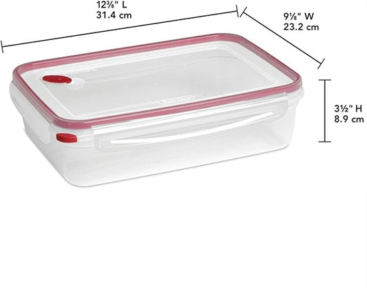 Sterilite Ultra-Seal 16 Cup Rectangle, Airtight Food Storage Container, Latching Lid, Microwave and Dishwasher Safe, Clear With Blue Gasket, 8-Pack