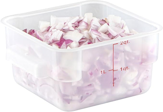 Restaurantware - Met Lux 2 Quart Food Storage Container, 1 Translucent Storage Container - Lids Sold Separately, Green Volume Markers, Dishwashable Container, Side Handles, For Storing Foods