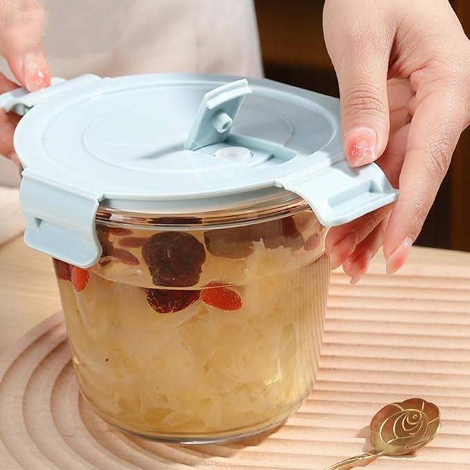 24OZ Glass Soup Containers with Airtight Lids, Glass Food Storage Container, Round Meal Prep Containers with Lids, Soup Freezer Container, Dishwasher、Refrigerator、Microwave safe (4 Pack)