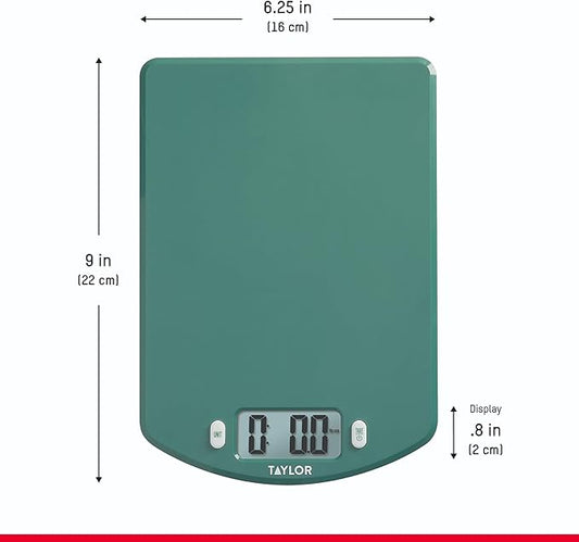 Taylor Digital Ocean Bound Plastic Kitchen Food Scale, 11 Pound Capacity, Teal