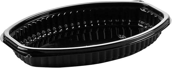 Restaurantware RW Base 12 Ounce Meal Prep Containers, 100 Microwavable To Go Containers With Lids - Disposable, Freezable, Black Plastic Oval Food Containers, Pack Hot And Cold Food, For Takeaway