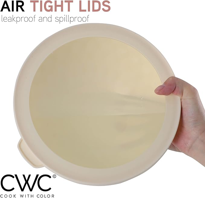 COOK WITH COLOR Mixing Bowls with Lids - 12 Piece Plastic Nesting Bowls Set includes 6 Prep Bowls and 6 Lids, Non Slip Bottom and Diamond Design - Microwave Safe (Mint)
