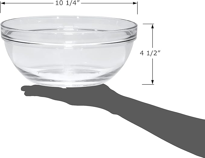 Red Co. 4.2 Quart Fully Tempered Clear Glass Mixing and Prepping Bowl with Safety Rim, Large