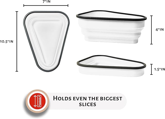 PIZZA PACK The Perfect Reusable Pizza Storage Container with 5 Microwavable Serving Trays - BPA-Free Adjustable Pizza Slice Container to Organize & Save Space, 2 Pack, White