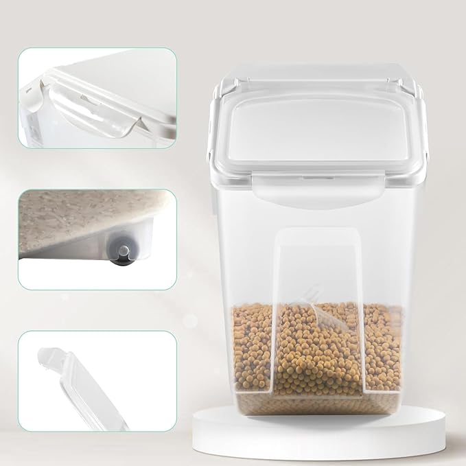 3-Pack Rice Storage Container 30 Lb/15Liter Large Plastic Grain Food Bucket Sealed Moisture Proof Household Pet Food Storage Box