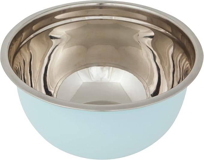 Now Designs Matte Coated Steel Mixing Bowls, Robins Egg Blue, 5 qt, 3 qt, 1.5qt, Set of 3