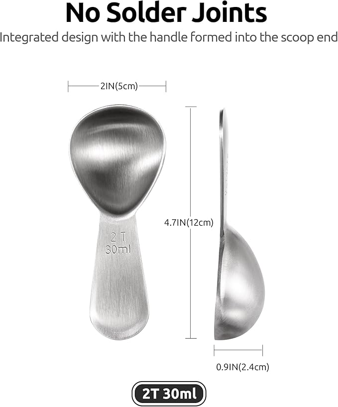 U-Taste sturdy 18/8 Stainless Steel Measuring Coffee Scoop Coffee Bean Spoon, and Upgraded 600ºF High Resistant Flexible and Sturdy Silicone Spatula Set of 4 (Black)