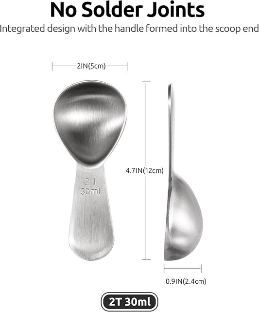 U-Taste sturdy 18/8 Stainless Steel Measuring Coffee Scoop Coffee Bean Spoon, and Upgraded 600ºF High Resistant Flexible and Sturdy Silicone Spatula Set of 4 (Black)