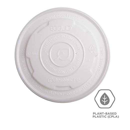 Eco-Products Compostable World Art Soup Container Lids, Case of 500, Fits 12-32oz Soup Containers, Made From CPLA Renewable Plant Based Plastic, For Hot or Cold Food, Clear For Visibility
