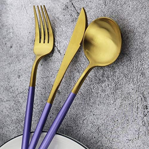 5-Piece Matte Gold Silverware Set, 18/10 Stainless Steel Satin Finish Flatware, Kitchen Utensil Set, Dishwasher Safe