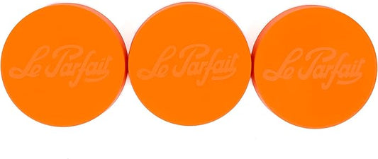 Le Parfait Screw Top Jar Wide Mouth French Glass Jar | Ideal for Food and Soup Storage, Canning, Flour, Brown Sugar, and other Baking Supplies (3L/96oz, Pack of 3, Orange)