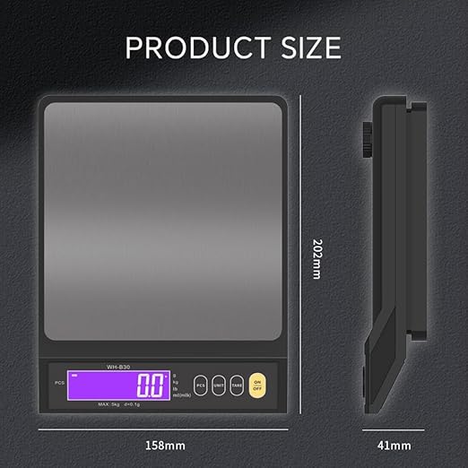 Digital Food Scale, Rechargeable Baking Electric Weight Scale with LCD Display, Electronic Scale with Counting Tare Zeroing Auto Power Off Unit Conversion Function (10kg 1g)