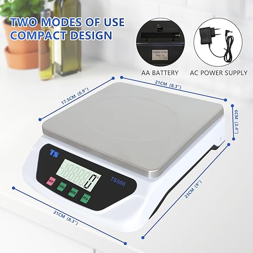 Large Digital Kitchen Scale,30KG/66lb Nutrition Calorie Scale,LCD Display 6 Units Stainless Steel Counting Scale for Cooking,Baking,Bread Meat with Adapter