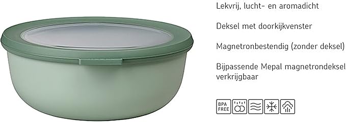Mepal Cirqula 25oz/750ml Multi Food Storage & Serving Bowl with Transparent Lid | Perfect for Food Prep | Microwave & Dishwasher Safe | Nordic Lilac| Made in Holland