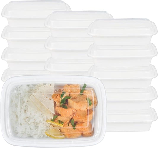 Asporto 24 Ounce Take Out Containers, 100 Food Containers With Lids - Microwavable, Disposable, White Plastic To Go Food Containers, No BPA, For Take Out And Delivery - Restaurantware