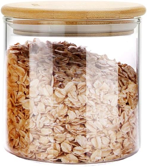 Glass Food Storage Containers Jar Seal Bamboo Lids 600ml Airtight Canister Organization Sets Stackable