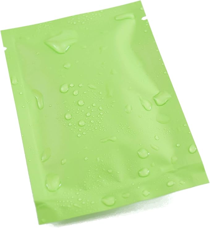 QQ Studio 100 PCS Metallic Mylar Foil Open Top Sealable Bags (8x12cm(3.1x4.7"), 100x Green)