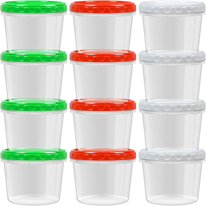 32oz Plastic Containers with Lids,Reusable Freezer Meal Prep Food Leftover Storage Jars Bowls Stackable,12-pack
