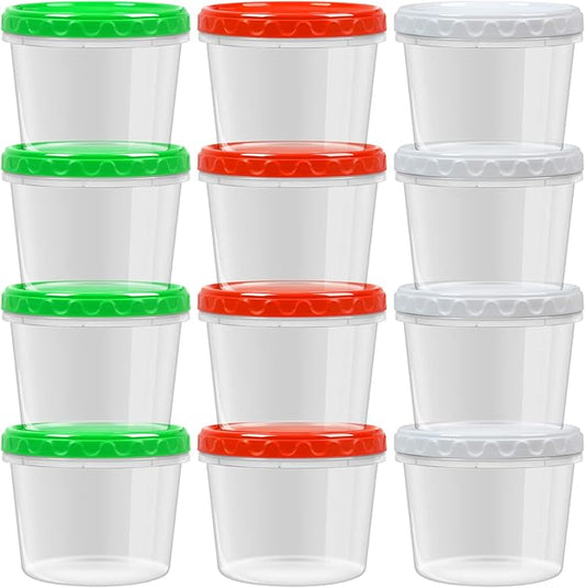 32oz Plastic Containers with Lids,Reusable Freezer Meal Prep Food Leftover Storage Jars Bowls Stackable,12-pack