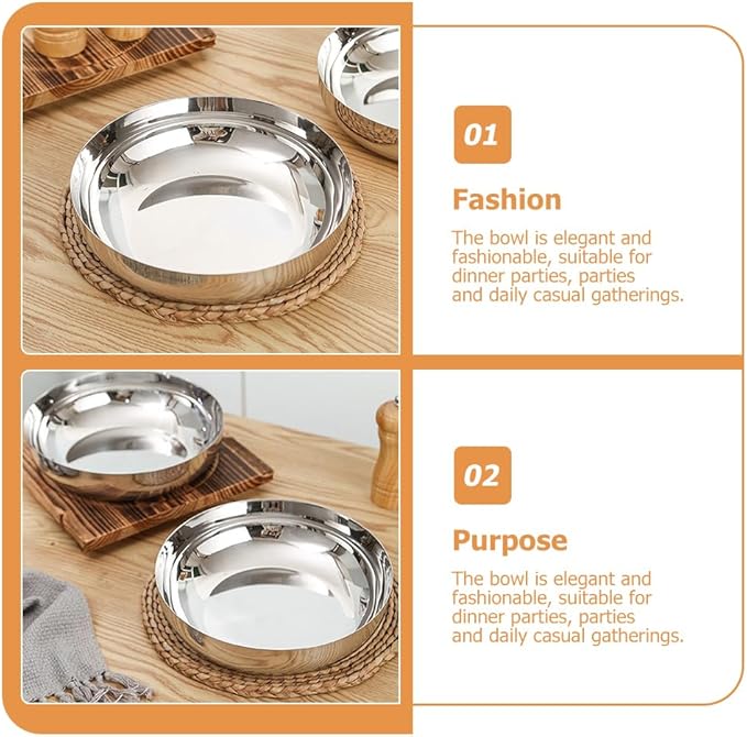 75oz Stainless Steel Mixing Bowls - 9.4 inch Large Metal Serving Bowl, Non-Slip Silver Decorative Bowl for Salad, Pasta, Soup, Fruit, Dishwasher Safe