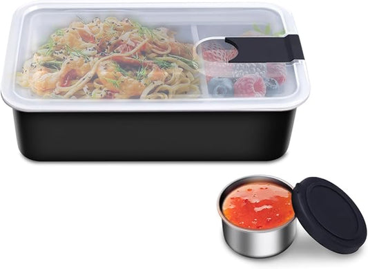 Stainless Steel Bento Lunch Box for Adult, 42oz Leak-Proof Lunch Box Containers, Microwave-Safe, with Adjustable Divider, Convenient Metal Lunchbox for Work, Travel