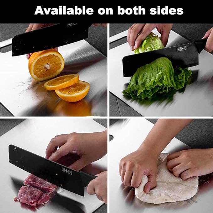 Titanium Cutting Board for Kitchen, Stainless Non Stick Chopping Board, Upgrade Double Sided Food-Grade Titanium Board for Kitchen for Meat Cheese Vegetable (Large)