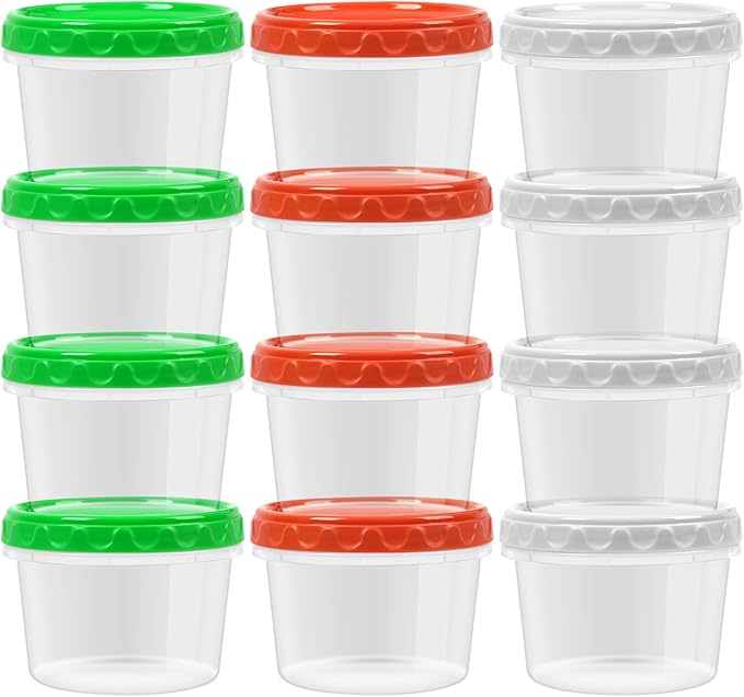16 oz Plastic Freezer Containers with Lids 2 Cup Food Storage Container BPA Free Stackable Airtight Dishwasher Safe,12 Pack
