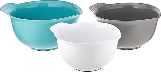 KitchenAid Universal Nesting Plastic Mixing Bowls, Set Of 3, 2.5 quart & Classic Pizza Wheel with Sharp Blade For Cutting Through Crusts