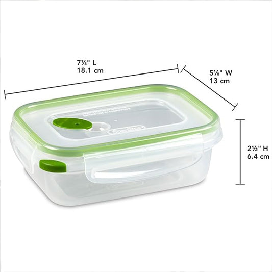 Sterilite Ultra-Seal 3.1 Cup Rectangle, Airtight Food Storage Container, Latching Lid, Microwave and Dishwasher Safe, Clear With Green Gasket, 12-Pack