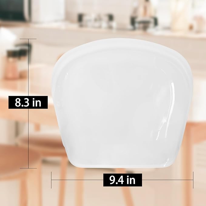 KVK 5 Packs Reusable Sandwich Bags Silicone Bags, Transparent Reusable Gallon Freezer Bags, Multi-Use Silicone Bags for Food Storage Container, Microwave Dishwasher and Freezer Safe Eco-friendly