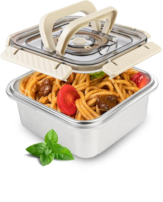 Stainless Steel Food Container with Lid, Meal Prep Container Lunch Box with Handle Date Tracker for Travel, Party, Leftovers, Dishwasher Safe Oven/Freezer Safe Except Lid, 44oz/1300ml