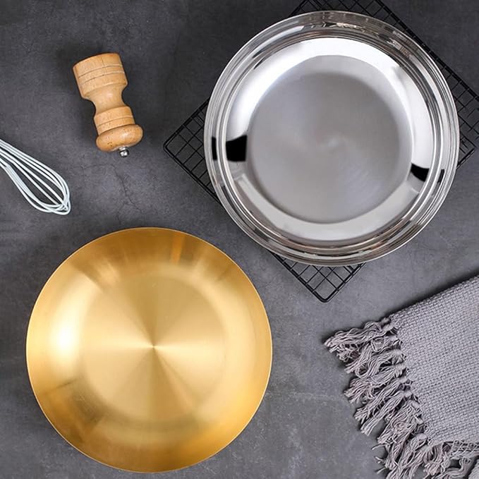 9.4" Stainless Steel Mixing Bowls - 75oz Gold Serving Bowl, Large Metal Decorative Bowl for Salad, Soup, Pasta, Snack, Cooking, Baking, Dishwasher Safe