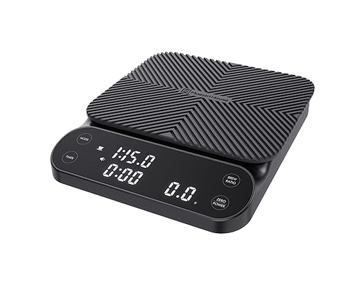 Maestri House Rechargeable Coffee Scale with Timer, 3kg/0.1g Pour-Over Scale, 3 Brewing Modes, Customizable Brew Ratio, Barista-Grade Digital Coffee Scale for Pour-Over, Espresso, French Press-Black