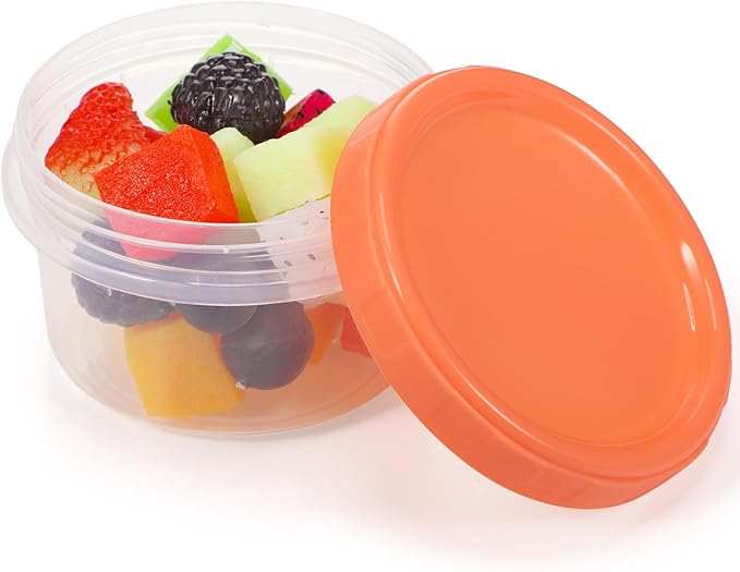 Reusable 7 oz Plastic Containers with Lids Food Storage Jars Multicolor Stackable Containers Meal Prep Food Storage Jars, Freezer Microwave Safe(24 Pcs)